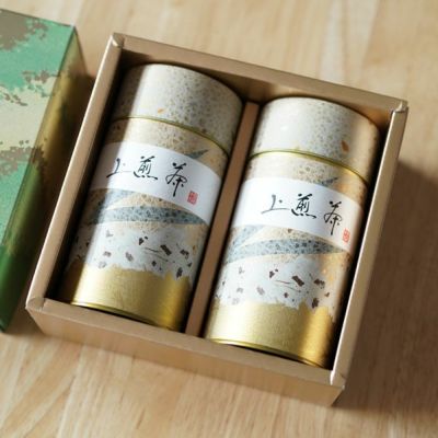 上級煎茶２缶入りギフト<br>御祝/内祝い/快気祝い/傘寿<bR>熨斗・包装 承ります<br> 宇治茶 お茶 緑茶