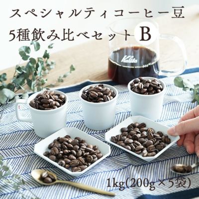 スペシャルティコーヒー豆<br>5種飲み比べセット B<br>1kg（200g×5袋）送料無料<br>5か国（メキシコ・コスタリカ・ホンジュラス・エチオピア・グァテマラ）<br>浅煎り 中深煎り<br>シングルオリジン 煎りたて 新鮮