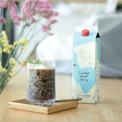 クラッシュド デカフェ ゼリー<br>1,000ml×1本 [ てんさい糖・食物繊維入り ]<br>カフェインレス コーヒー ノンカフェイン<br>飲むゼリー 良く振ってお召し上がり下さい(l)