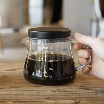KOGU 珈琲考具 割れにくい サーバー 400ml<br>コーヒーサーバー server 割れない 軽い<br>キャンプ アウトドア 軽量<br>コーヒー 電子レンジ バリスタ カフェ<br>食洗機使用可能　国産 フタ付 液だれしない