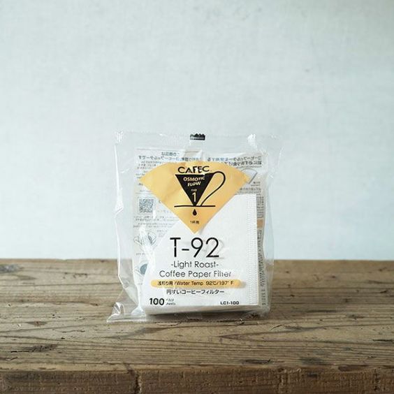 CAFEC 浅煎り用ペーパーフィルター〈1杯用〉<br>T-92 円すい ホワイト<br>（100枚入）LC1-100W<br>フラワードリッパーcup1対応