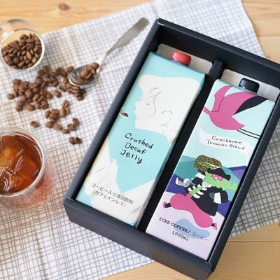 お中元に<br>クラッシュド デカフェゼリーとカリビアントレジャーブレンド 2本ギフトセット<br>特別なコーヒーギフト Qグレーダー厳選 スペシャルティコーヒー豆使用<br>アイスコーヒー コーヒーゼリー<br> プレゼン