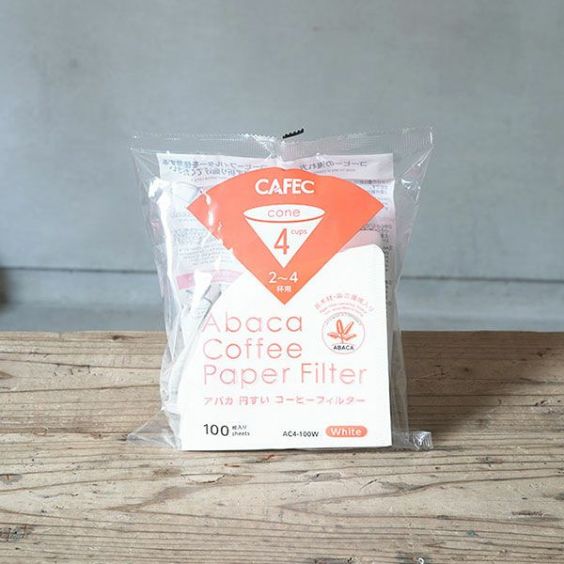 CAFEC アバカ ペーパーフィルター〈2~4杯用〉<br>円すい ホワイト（100枚入）AC4-100W<br>フラワードリッパーcup4対応