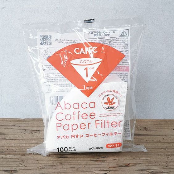 CAFEC アバカ ペーパーフィルター〈1杯用〉 <br>円すい ホワイト（100枚入）AC1-100W<br> フラワードリッパーcup1対応