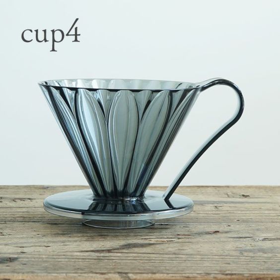 CAFEC FLOWER DRIPPER cup4<br>トライタン フラワードリッパー 2～4杯用<br>ブラック 円錐ドリッパー<br>割れにくい トライタン樹脂製