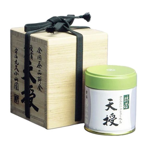 【丸久小山園】受賞抹茶「天授」40g缶桐箱入り<br>全国品評会受賞茶・極上茶<br>お1人様1点限り（お取り寄せ商品）